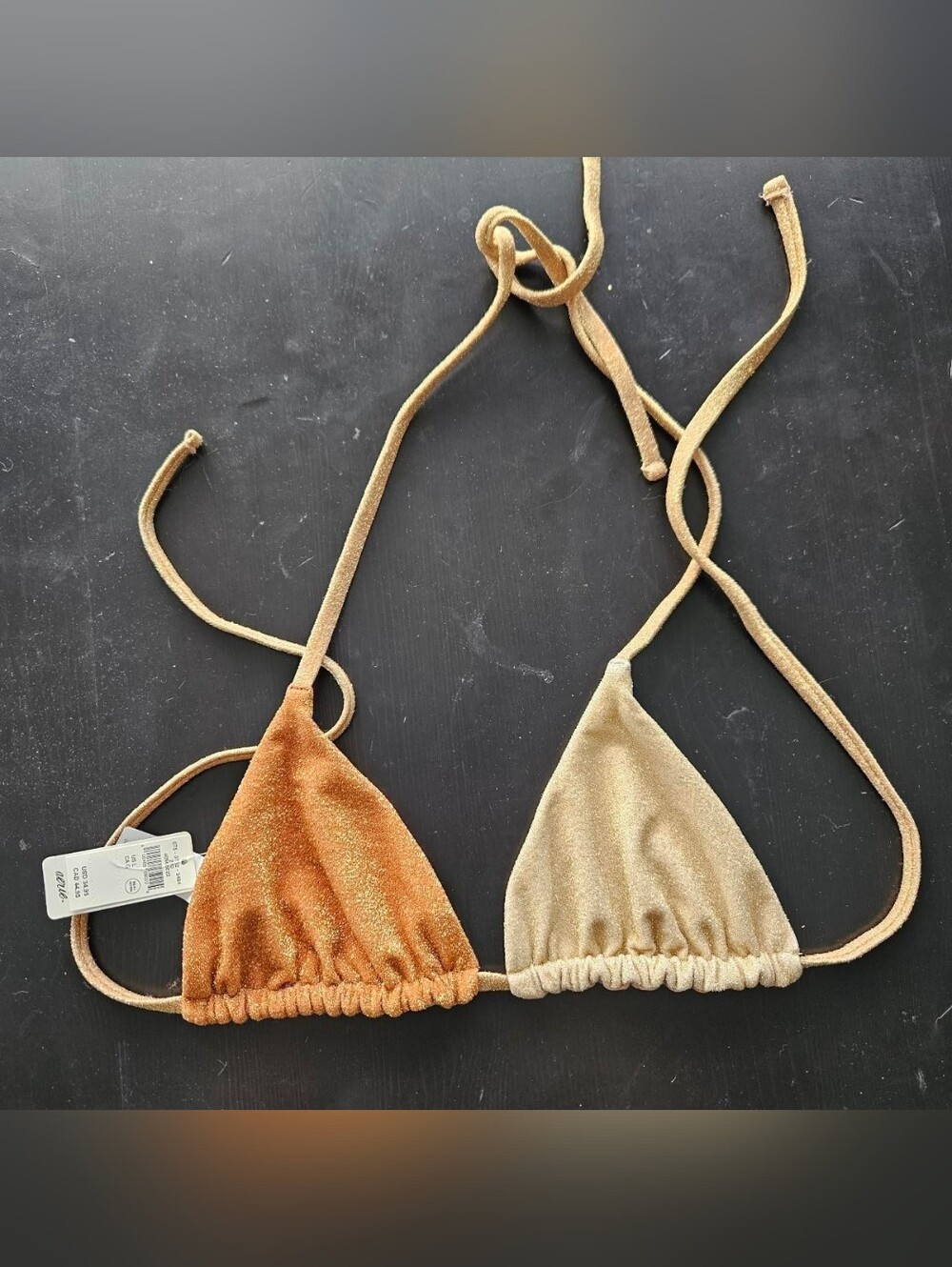 Colorblock Triangle String Bikini Top